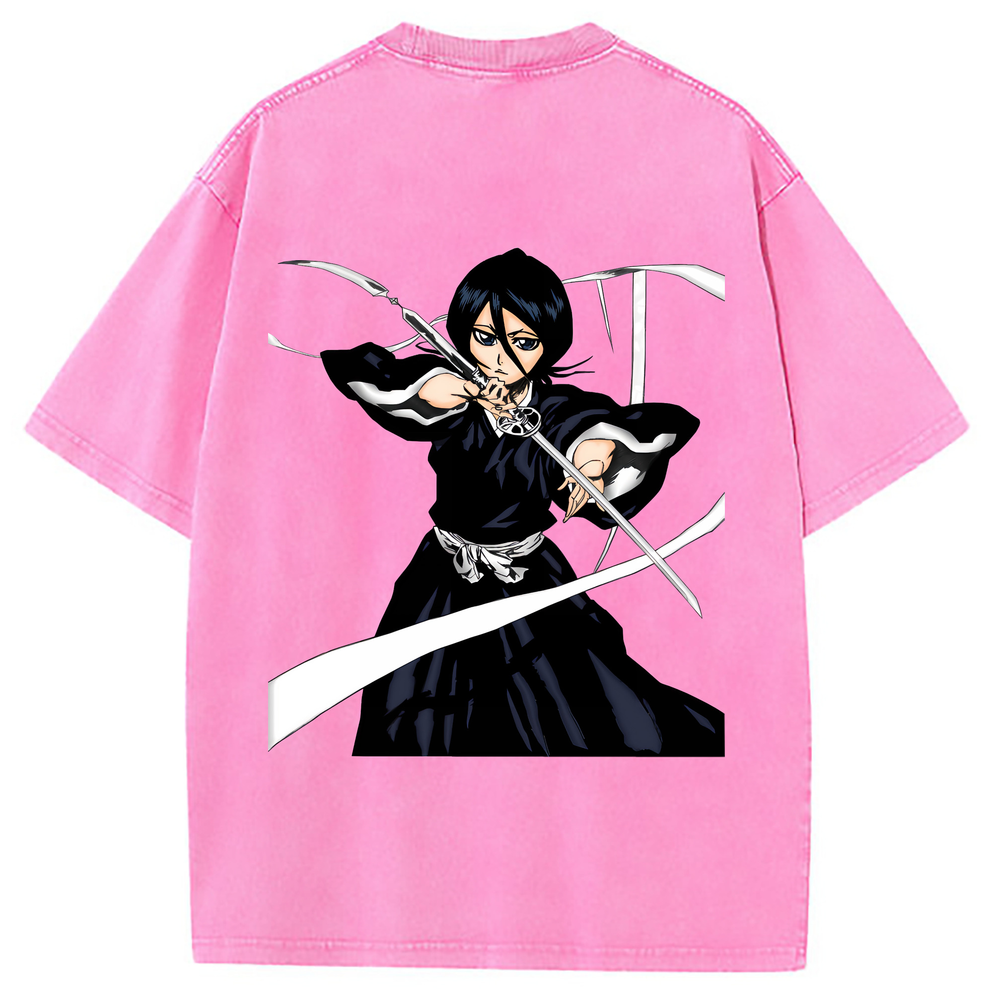 （画像用） ブリーチ 朽木ルキア BLEACH Kuchiki Rukia 綿100% ヴィンテージ風 半袖Tシャツ（背面プリント）